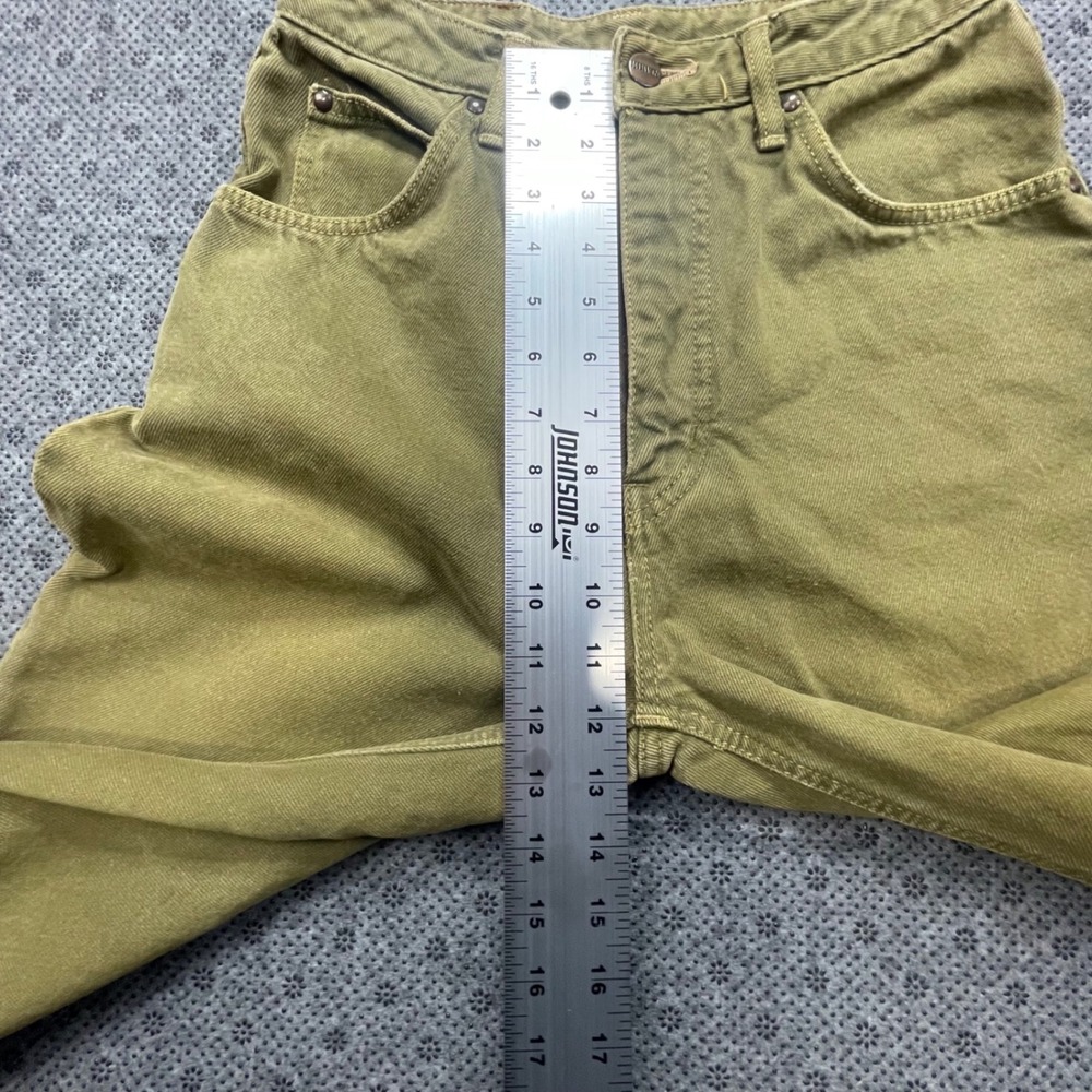 Vintage Edwin Slim Straight Leg Jeans Olive Green Cut Raw Hem High Rise W28 L25 - Picture 6 of 13